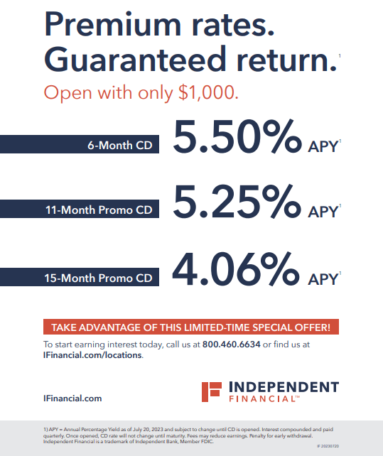 Check out these Great rates at Independent Financial Fort