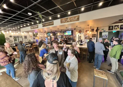 Group of people at a happy hour networking event