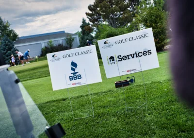 sponsor signs on a golf course