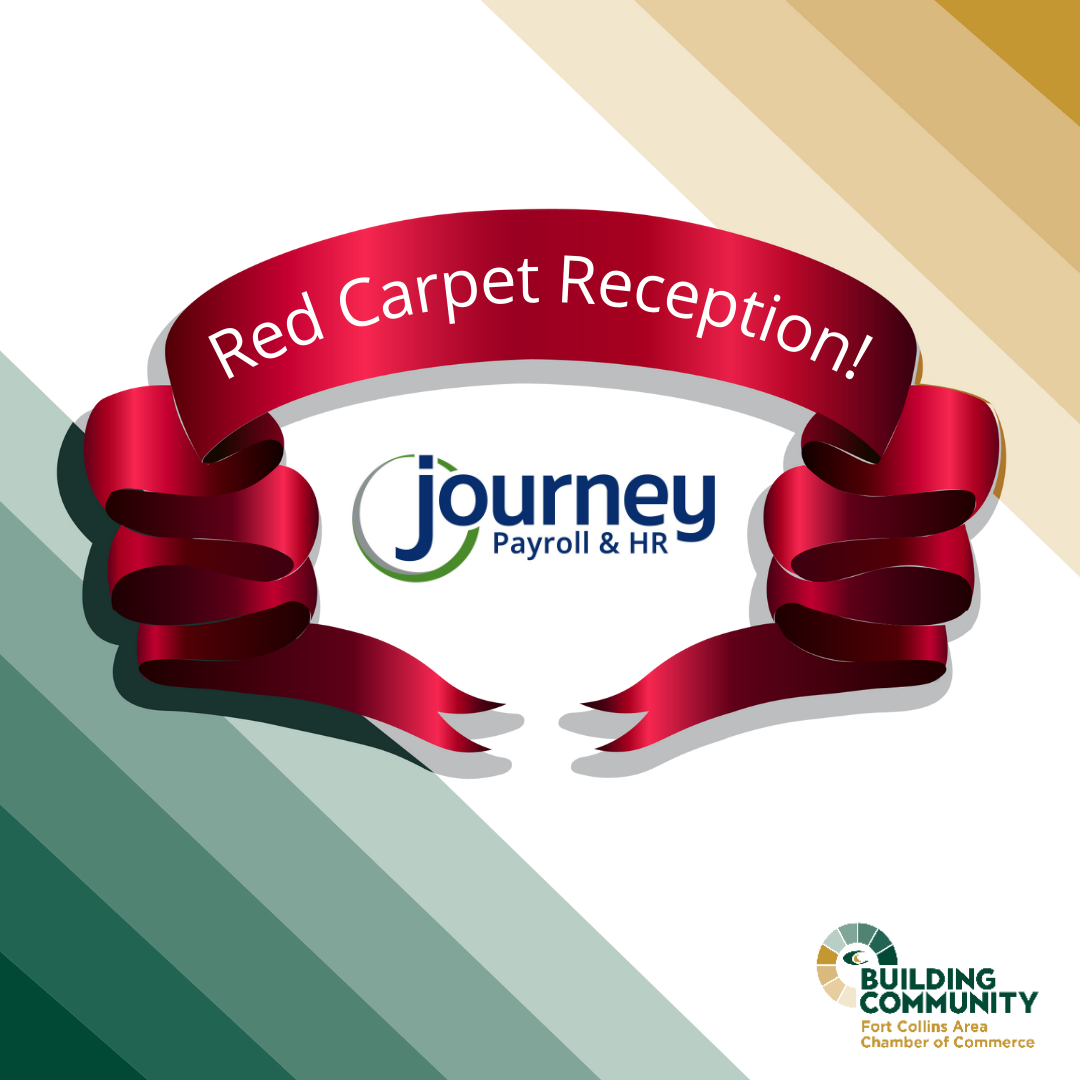 Red ribbon and Journey Payroll & HR logo