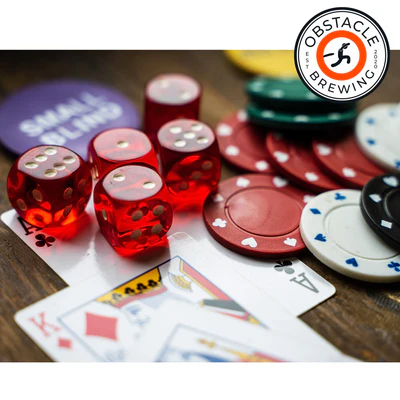 poker chips, dice and cards
