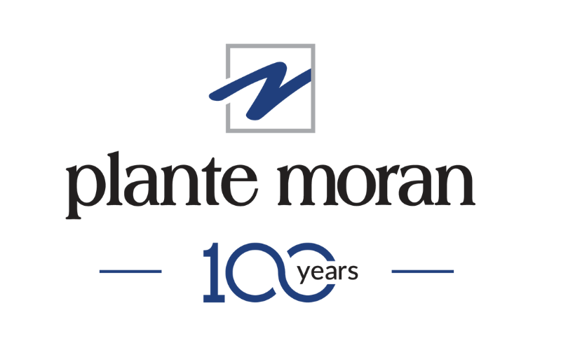 Plante Moran 100 year anniversary logo