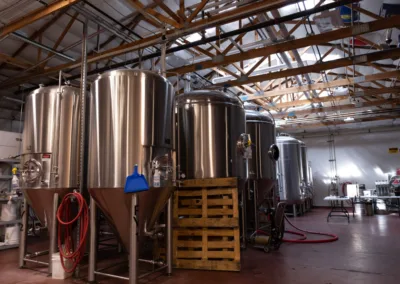 Brewing tanks at a brewery