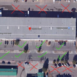 Aeriel View/ Parking map of a commercial building