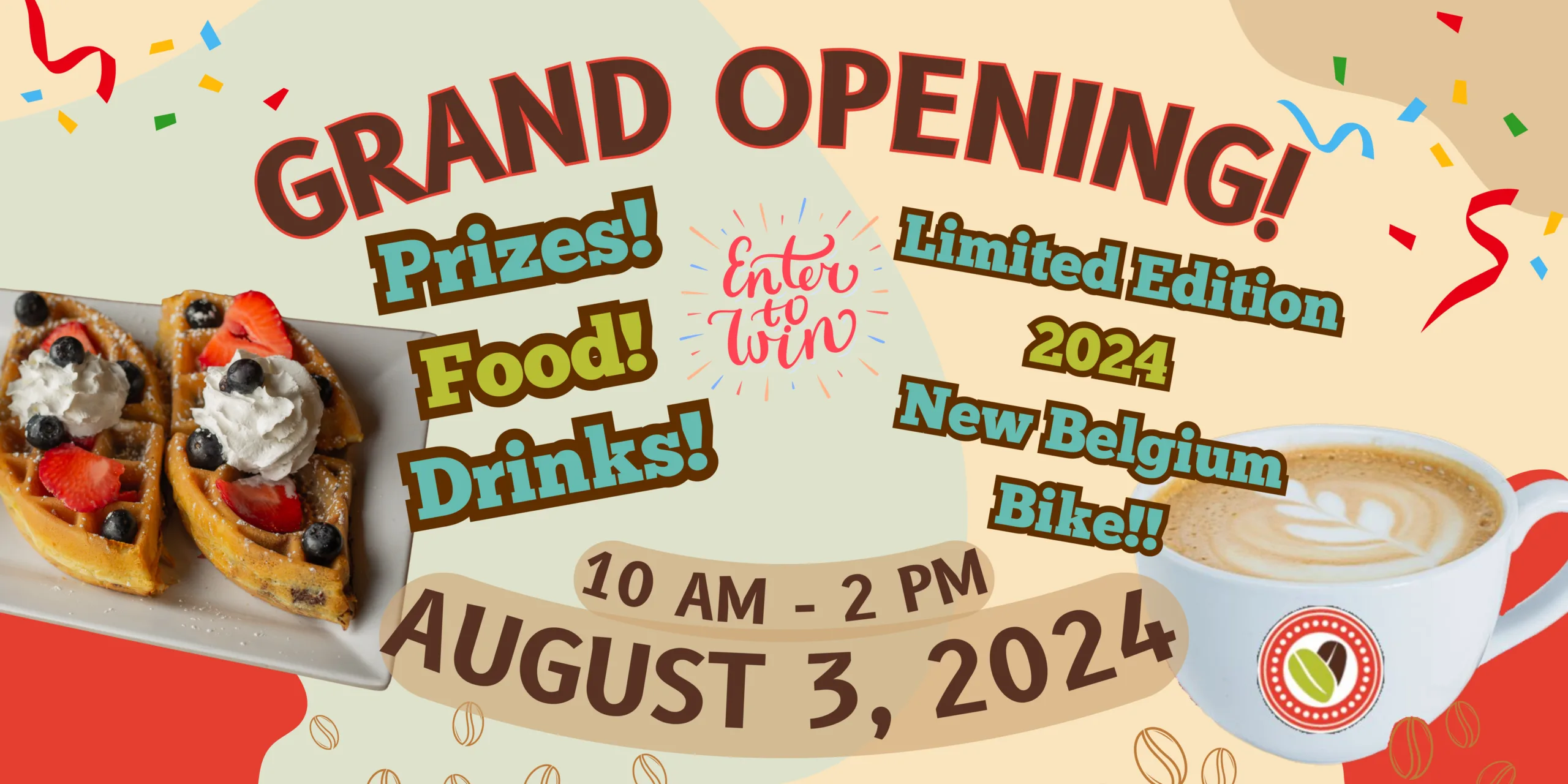 Just Love Coffee Cafe Grand Opening Banner