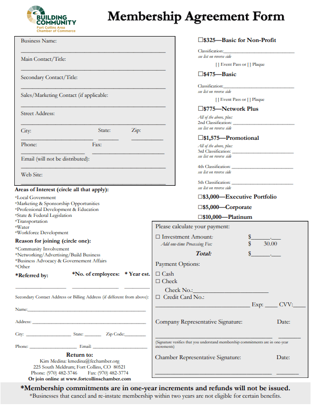 2024 Chamber Membership Agreement Form