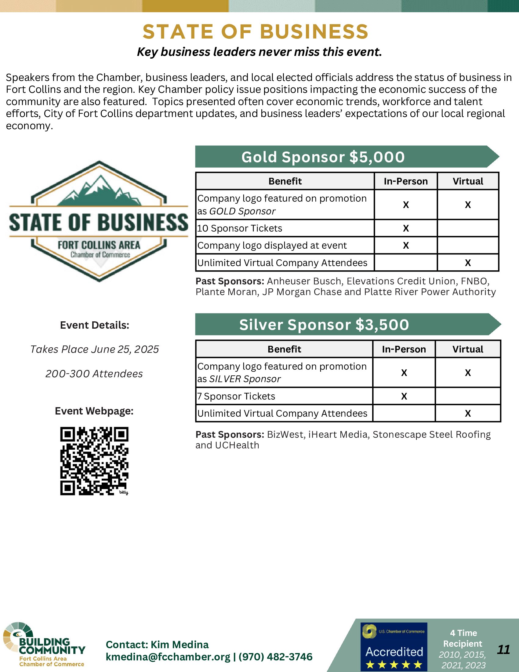 A flyer for the Regional Issues Summit, an event focused on addressing important local issues. The flyer includes sponsorship information with benefits and pricing for Gold ($5,000) and Silver ($3,500) sponsors, event details, and sponsor logos. Contact information is also provided.