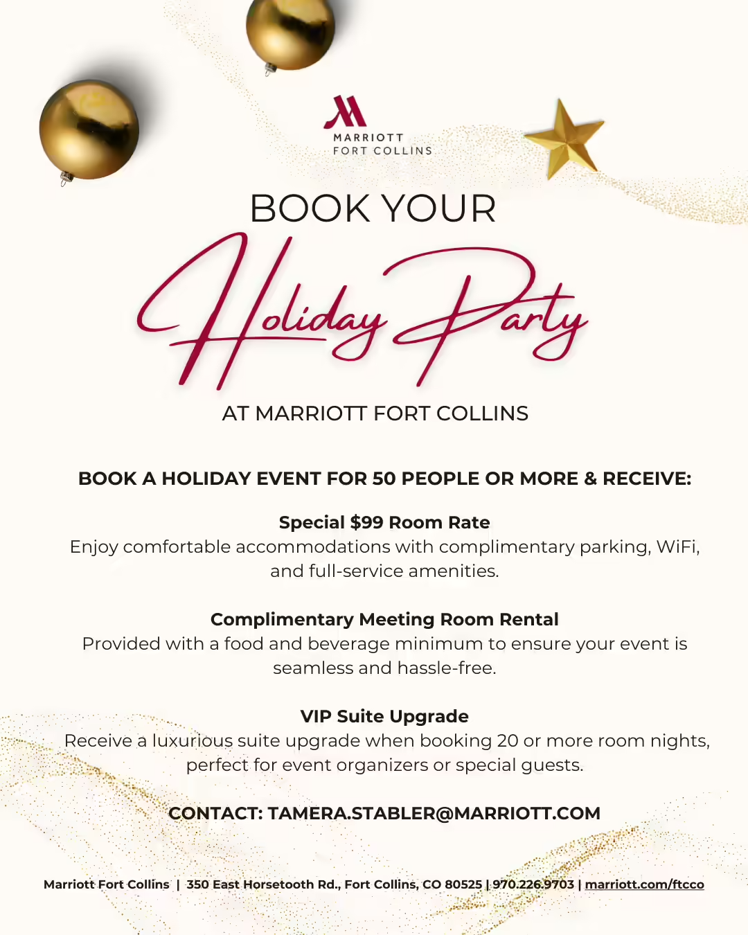 Marriott Fort Collins Marriott Fort Collins Holiday Party Packages Fort Collins Area Chamber