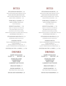 Sonny Lubic Steakhouse menu