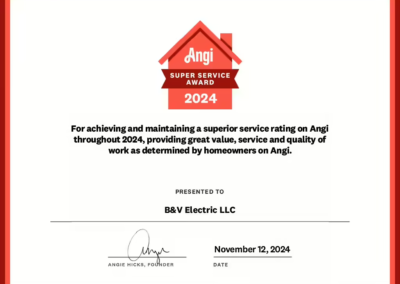 B&V Electric Earns 2024 Angi Super Service Award Recognized for Consistent Excellence in Customer Service