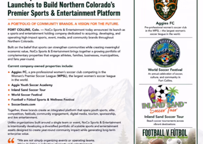 Enviroevents, Inc NoCo Sports & Entertainment Launches to Build Northern Colorado’s Premier Sports & Entertainment Platform A Portfolio of Community Brands. A Vision for the Future.
